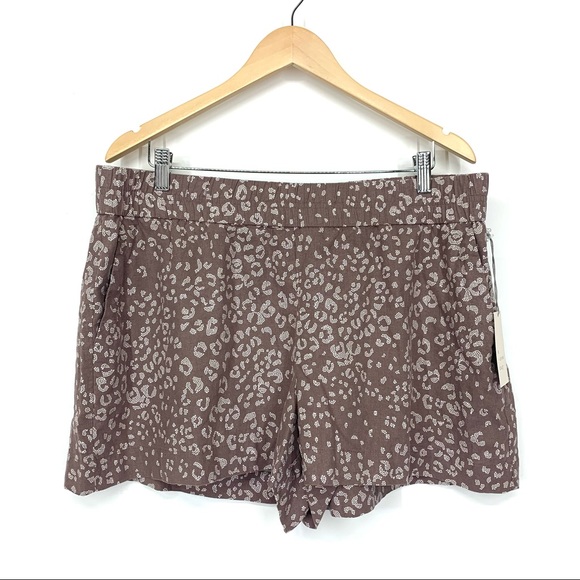 a new day Pants - A New Day Linen Rayon Dusty Matte Brown Abstract Print Pull On Shorts New XXL